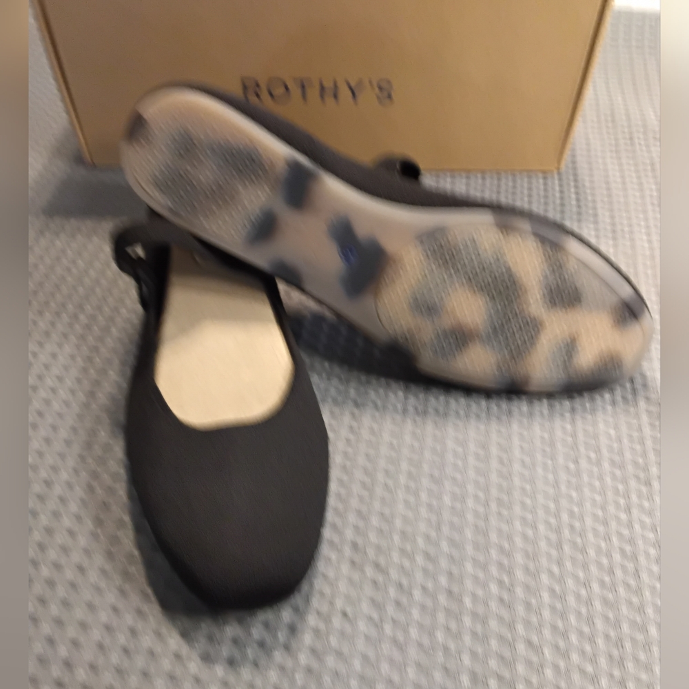 Rothy's Black Mary Jane Flats with Blue Trim - Picture 2 of 5